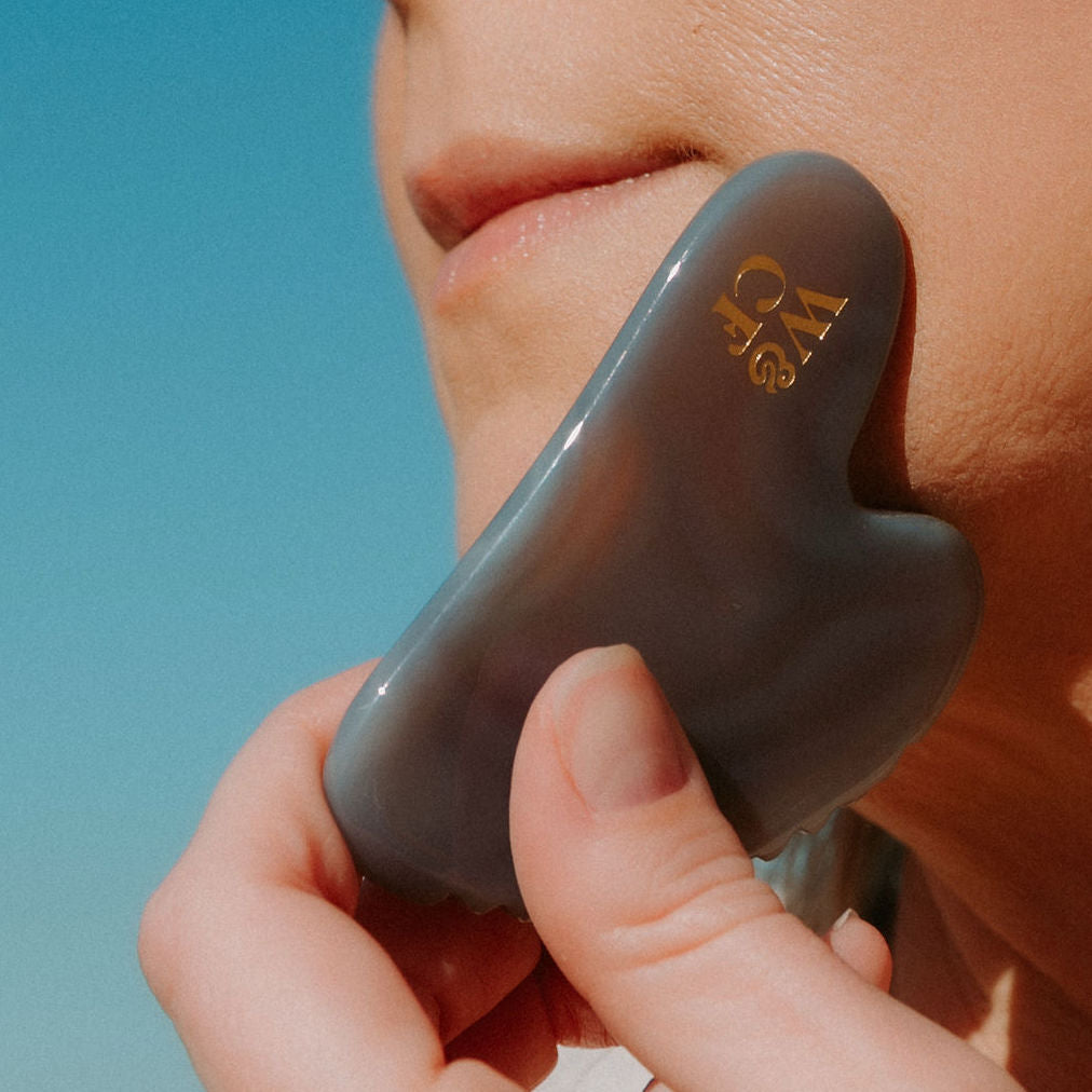 Grey Agate Gua Sha Massage Tool with Combed Edge - Wild & Cruelty Free Australia