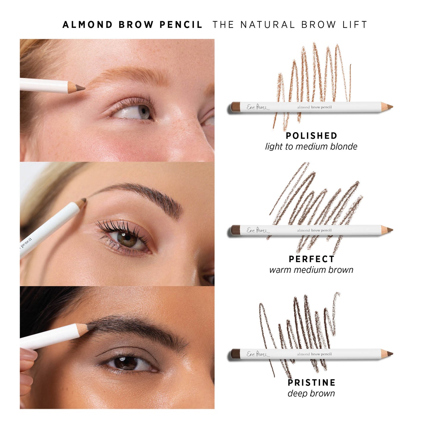 Ere Perez Almond Brow Pencil Swatches - Wild & Cruelty Free Australia