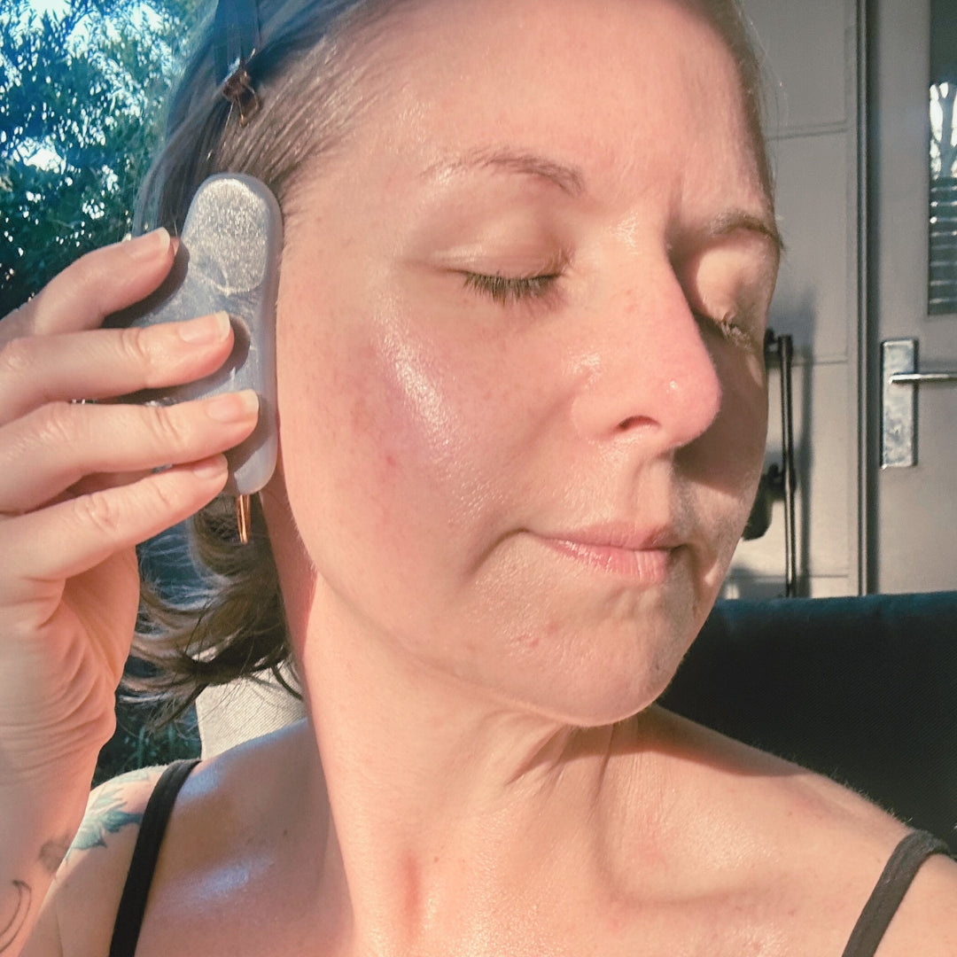 Grey Agate Gua Sha Massage Tool with Combed Edge - Wild & Cruelty Free Australia