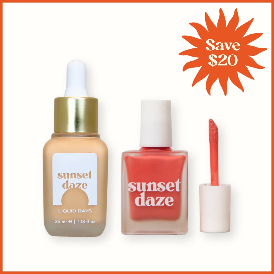 Sunset Daze Liquid Rays Bronzing Drops & Blush Bundle - Wild & Cruelty Free Online Gift Set For Her