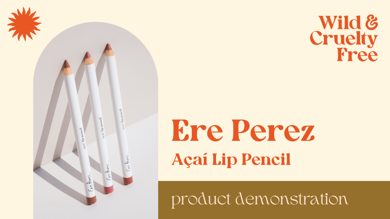 Load video: Ere Perez Açai Lip Liner and Gloss Makeup Demonstration